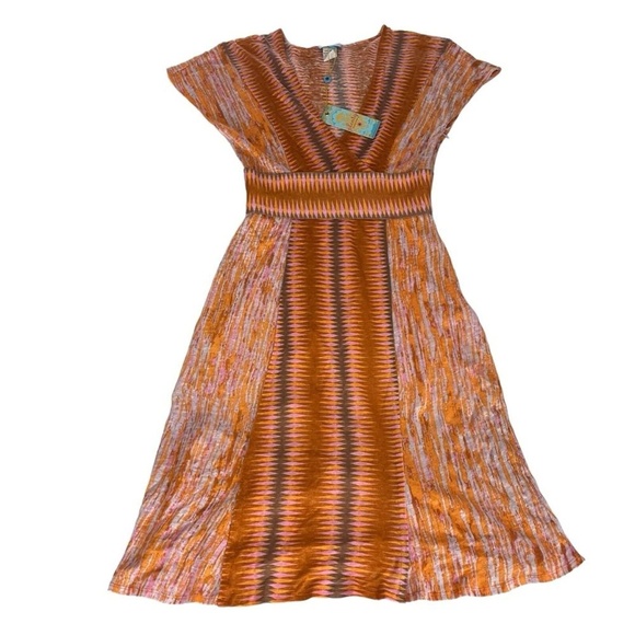 NWT Plenty by Tracy Reece Linen Dress Anthropologie V Neck Cap Sleeve Bohemian 4 - Picture 7 of 14